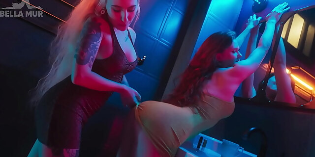 bathroom,big ass,blonde,club,dildo,dress,fake tits,kissing,lesbian,pussy,sensual,slut,strapon,teen,tight,toilet